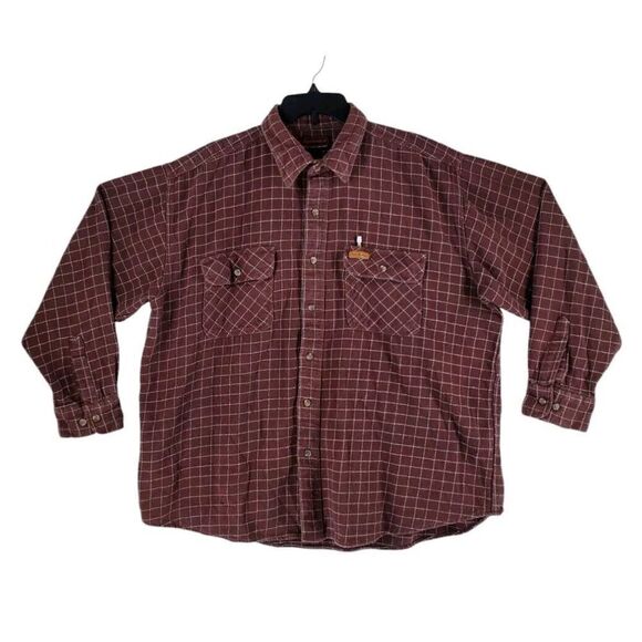Vtg Five Brother Flannel Workwear Shirt Men 2X Heavyweight Brown Check LS USA - Picture 9 of 11